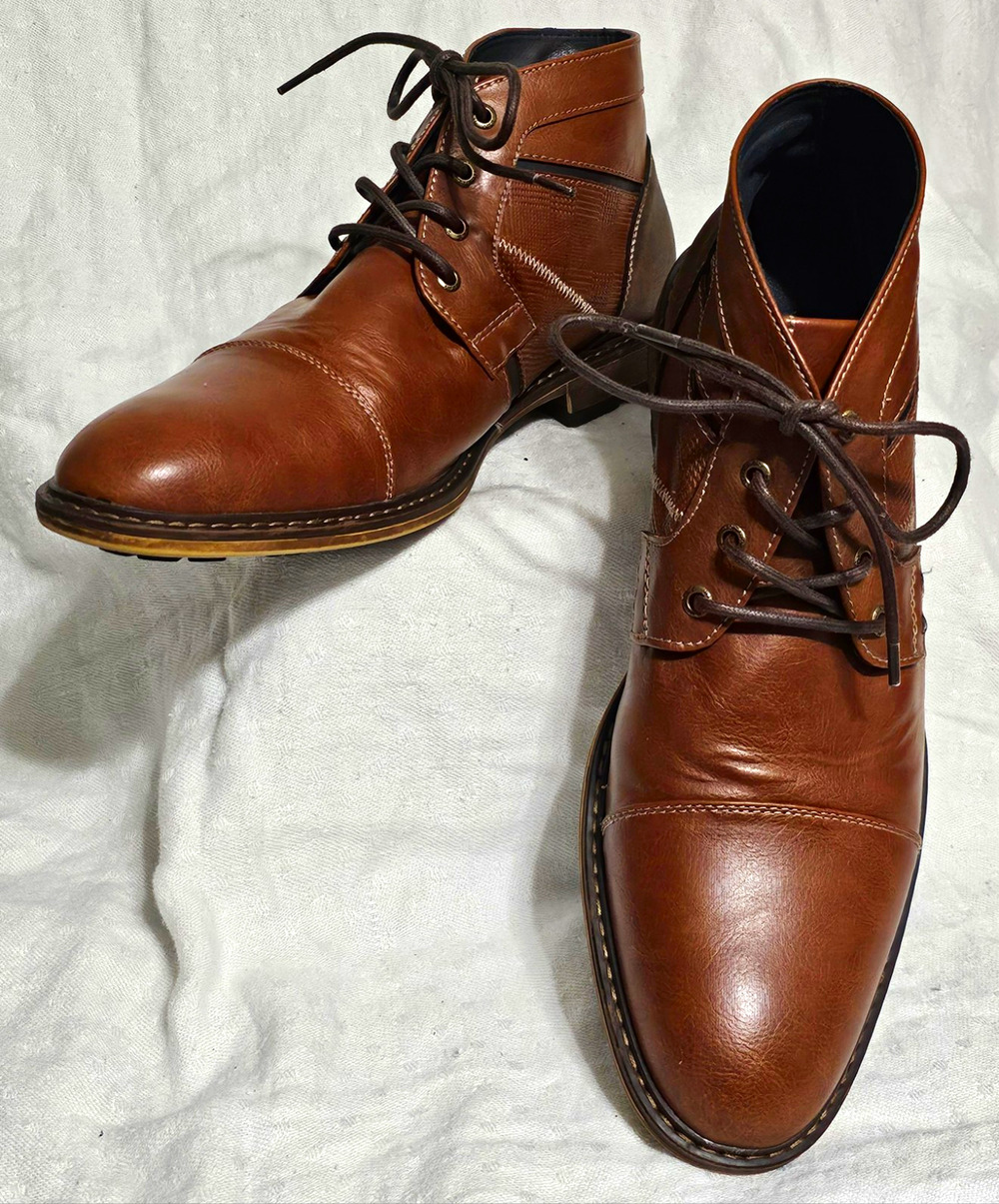 Restoration Worth Mens Chukka Boots Size 13M Cognac Brown Cap Toe Lace Up 560106